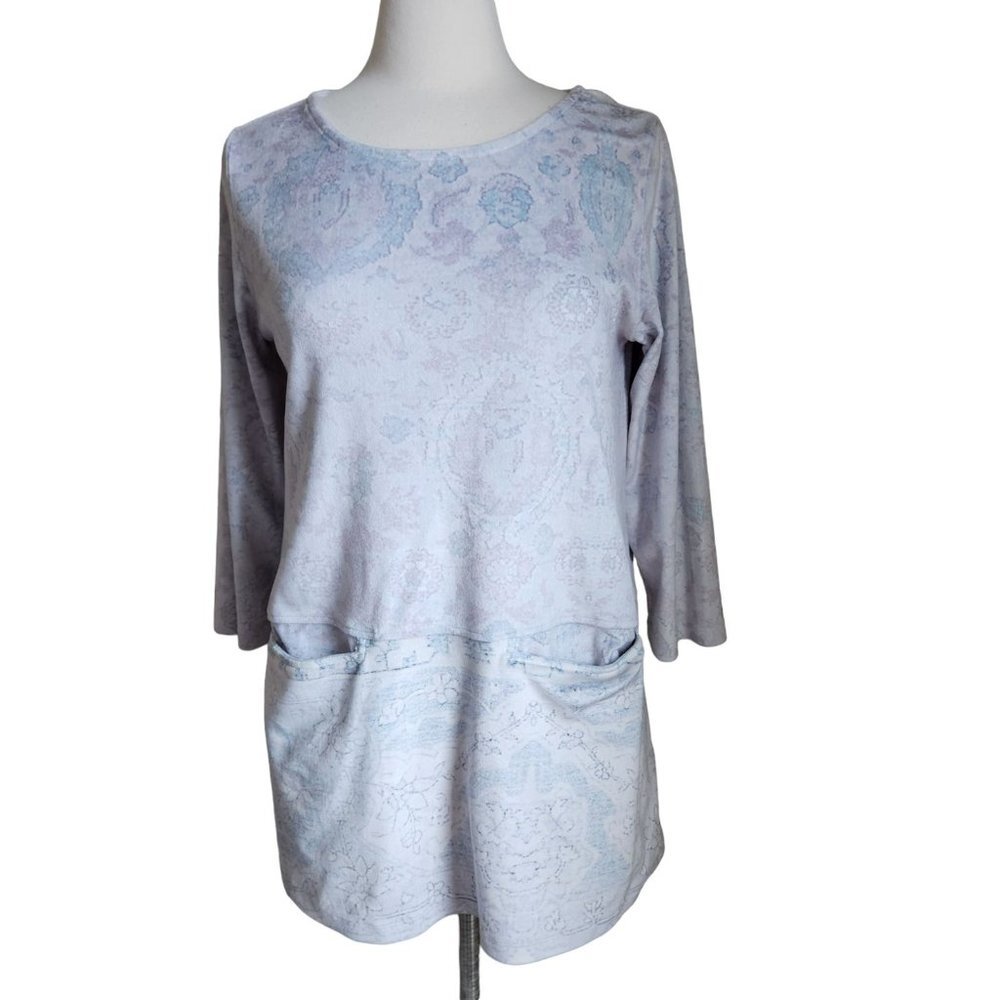 Soft Surroundings Pullover Tunic Women Small Polyester‎ Spandex Dello Soft Blue